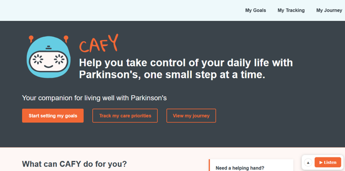 CAFY - a virtual assistant for living well with Parkinson's